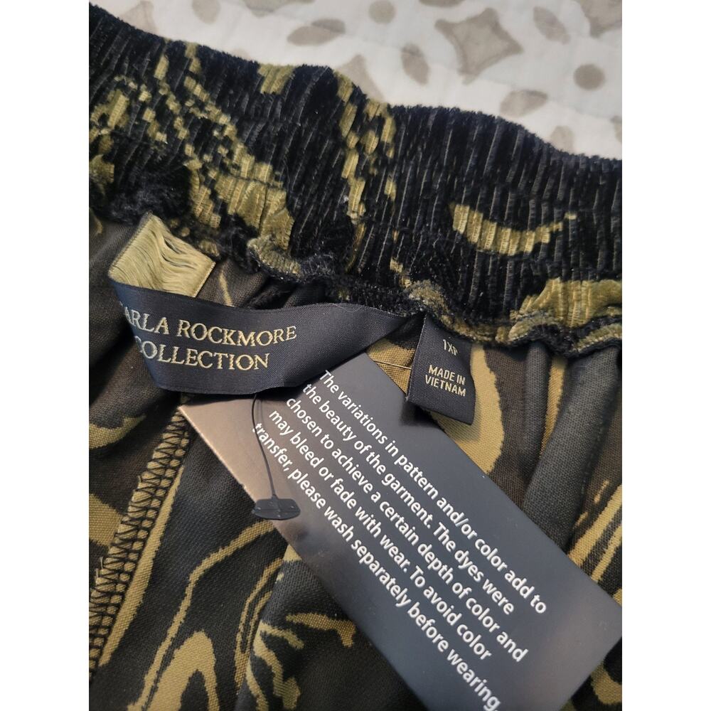 Carla Rockmore Petite 1X Loden Marble Velvet WideLeg Pant A710997 NWOT MSRP $100 - Picture 6 of 10